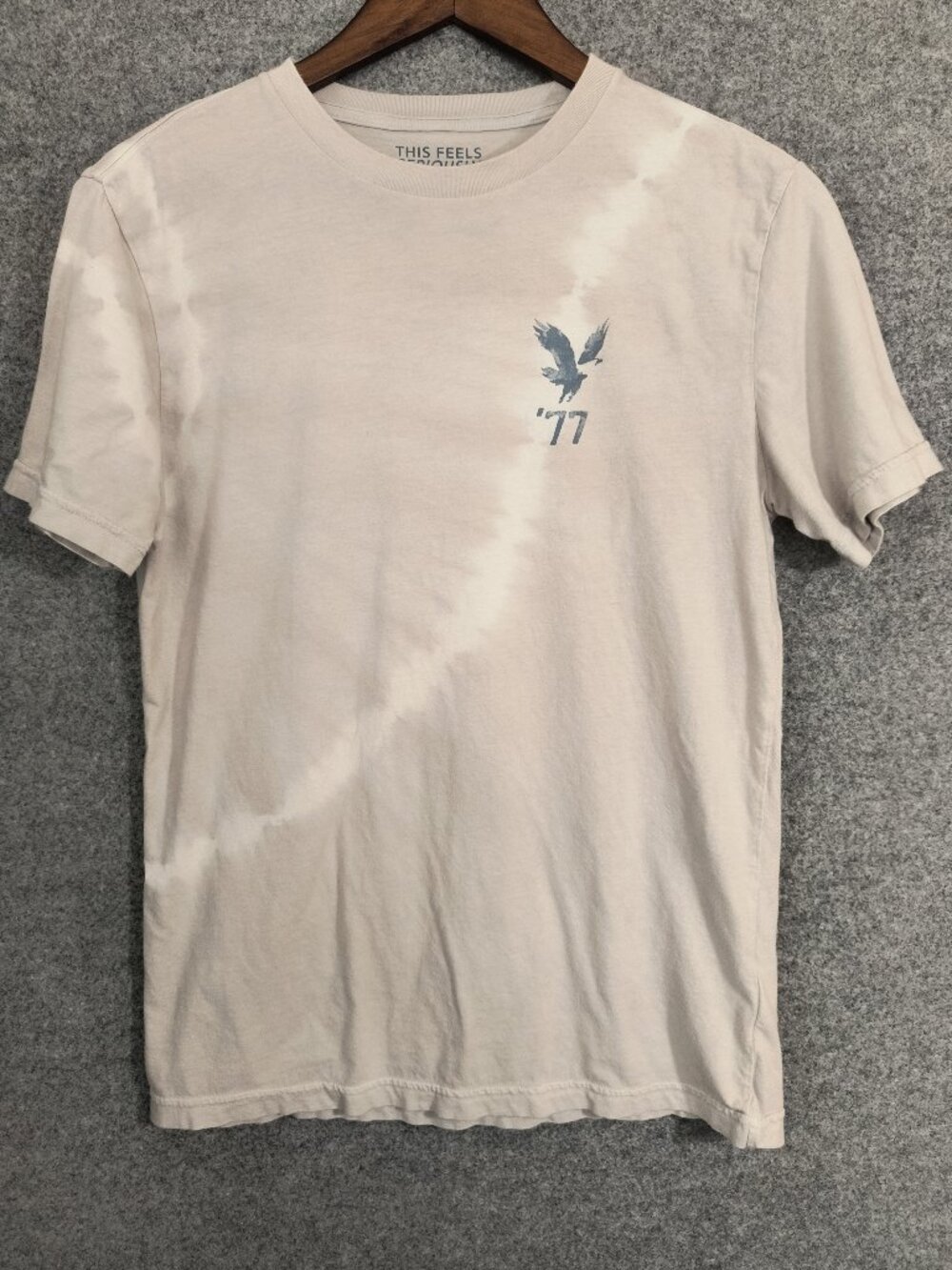 American Eagle Tie Dye T Shirt XS Beige Bleached Surf Sand Sun Graphic Short Sle